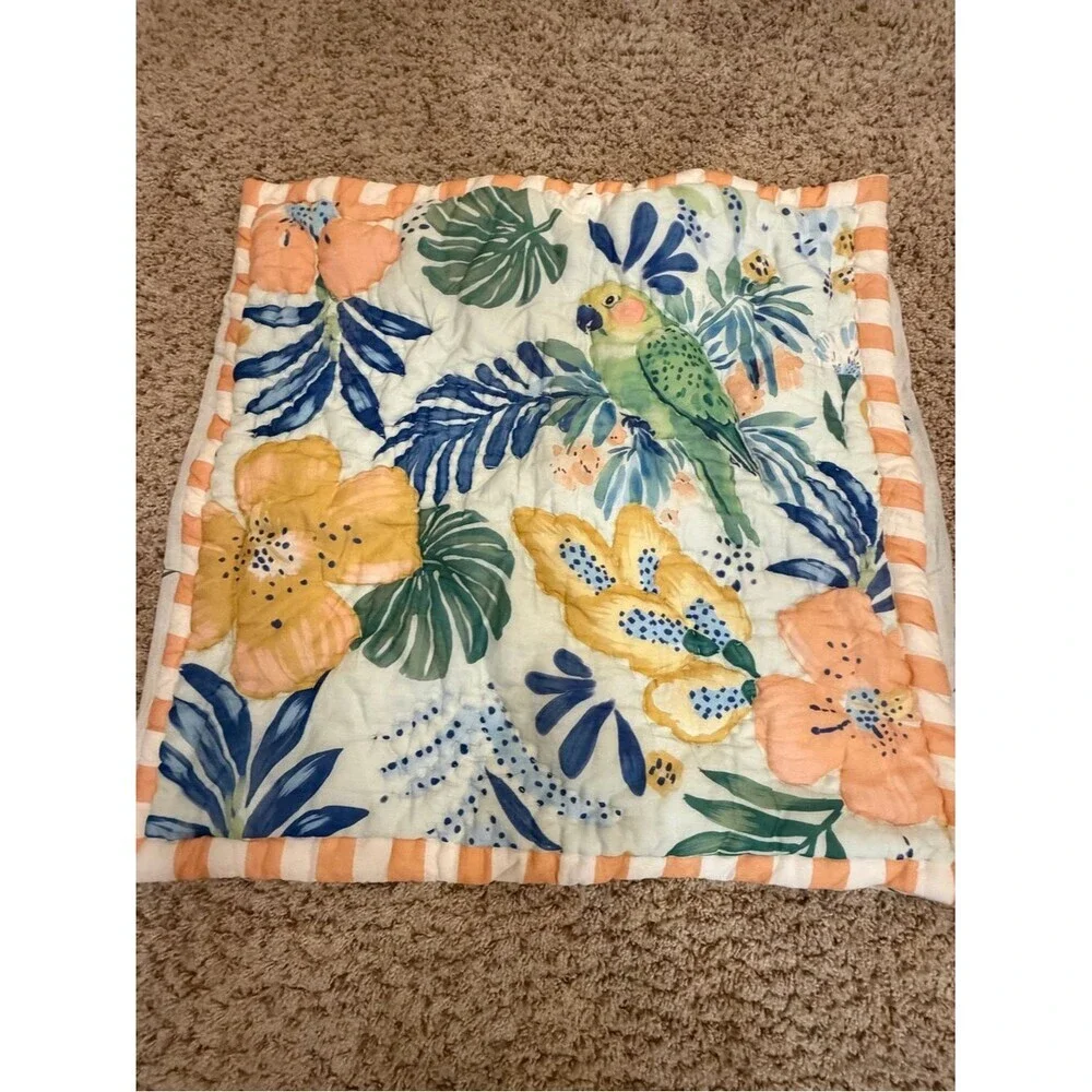 new Anthropologie Ellen merchant cotton voile euro pillow sham Floral Parrot